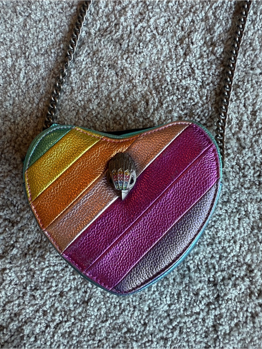 Rainbow Striped Heart Crossbody Bag - Multicolor